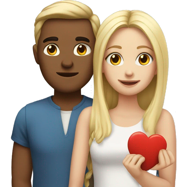 couple with heart, blond girl and a brow man emoji