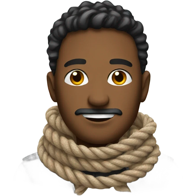 Man wearing a rope scarf emoji