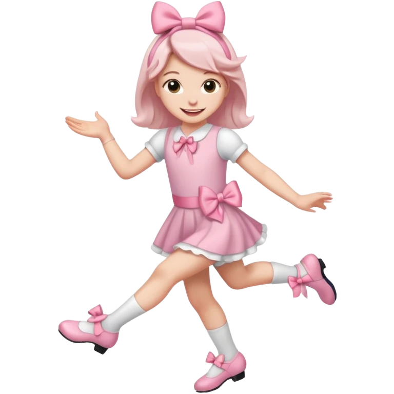 smiling with kicking feet and light pink bow  emoji