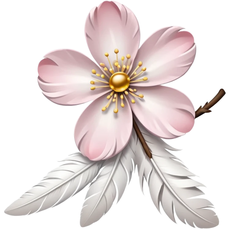 white sakura flower with a bow and feather texture petals emoji