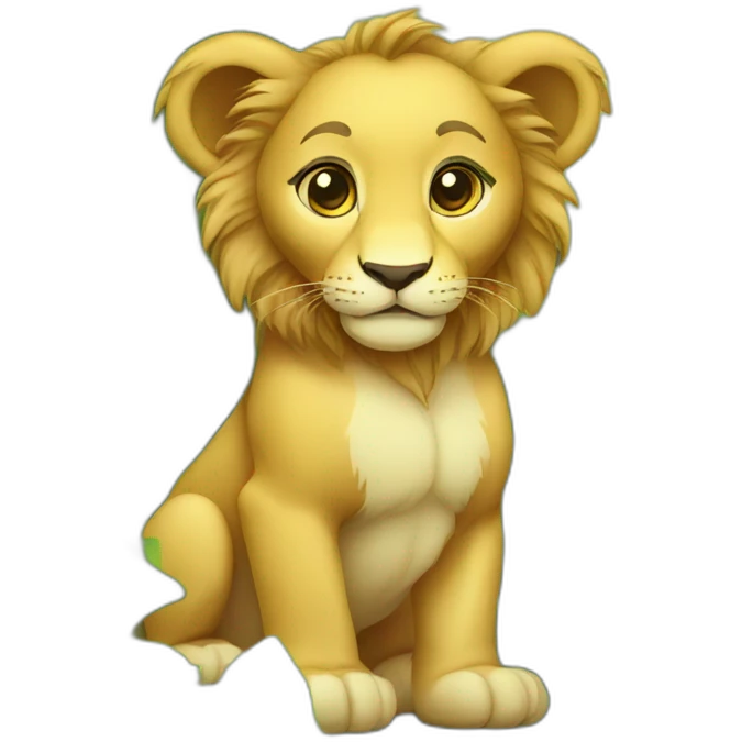 Baby lion in a jungle emoji