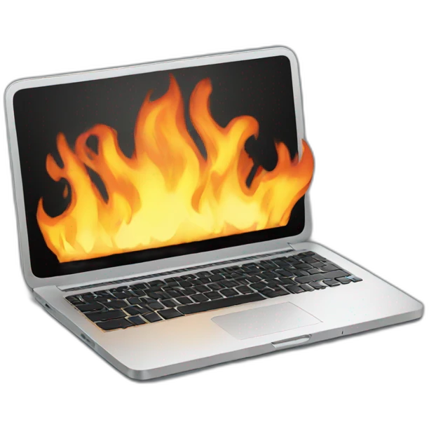 laptop burning emoji