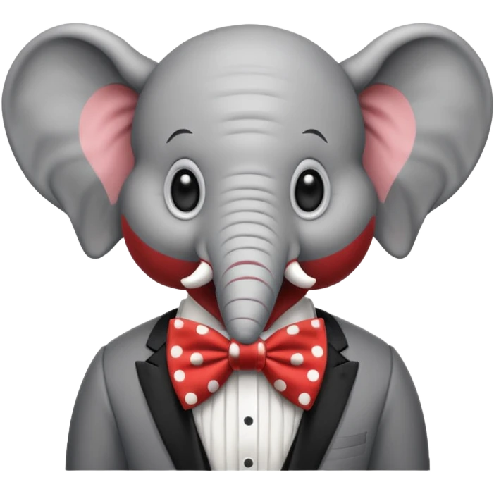 Elephant clown with big bowtie, half body emoji