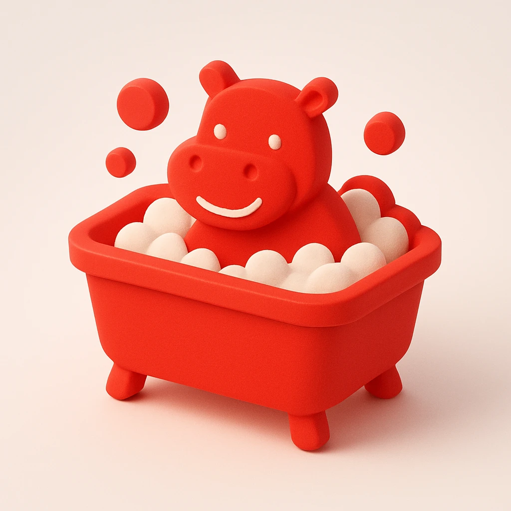 happy hippo with bubbles in bathtub emoji