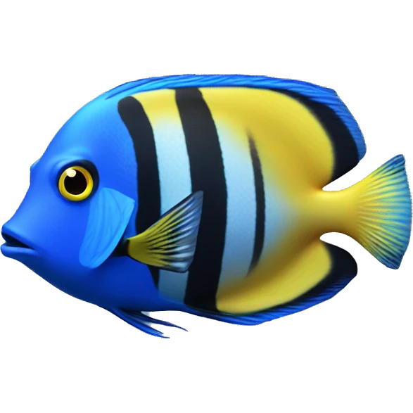a marine fish named Blue Tang Fish focus on its coloration emoji