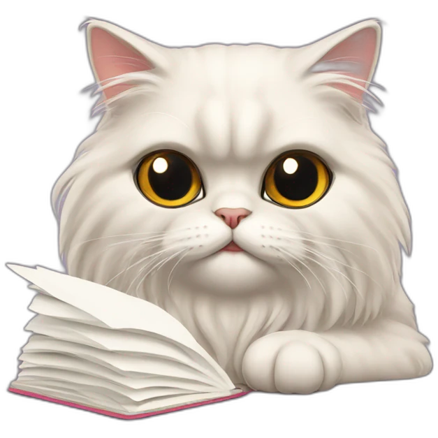 persian cat with notebook emoji