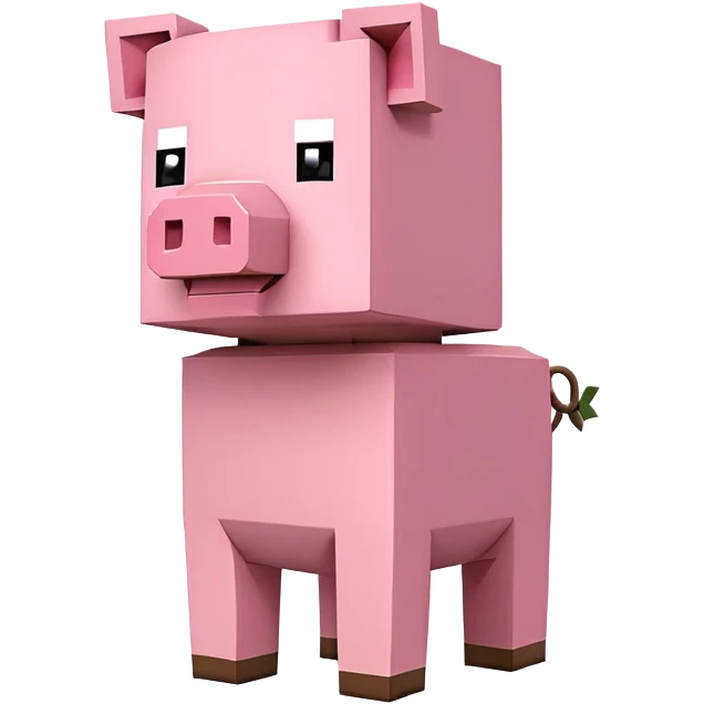 minecraft pig full body pink blocky animal square head square body emoji