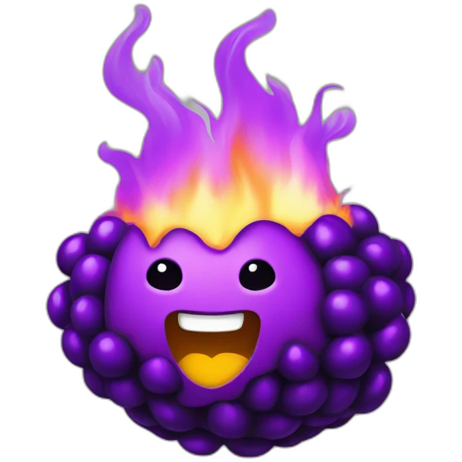 Purple BlackBerry on fire emoji