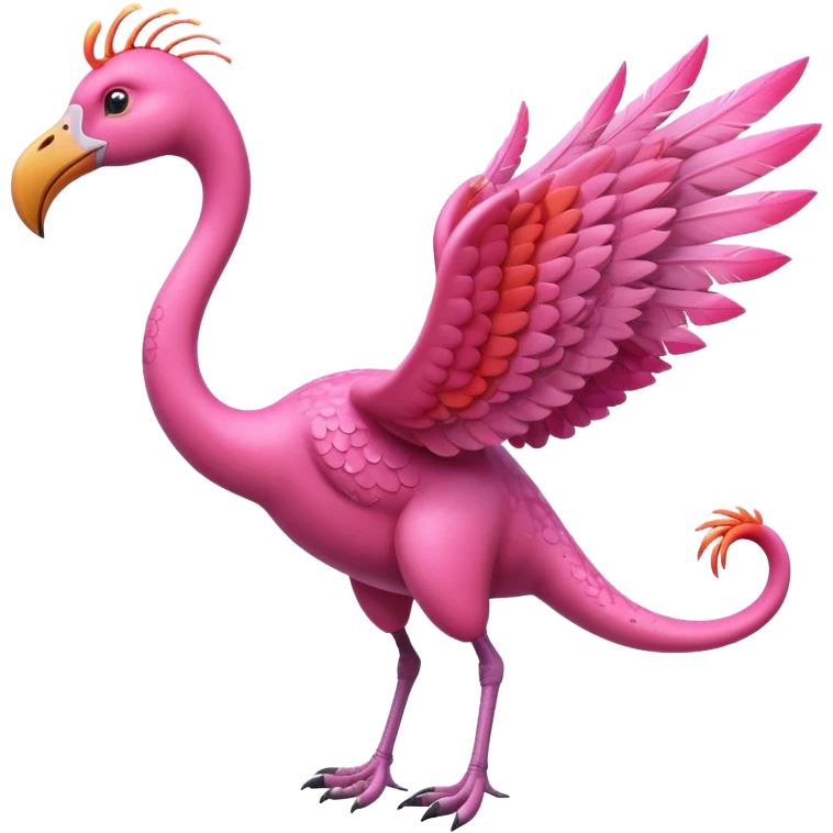 Dinosaur with flamingo and wings  emoji