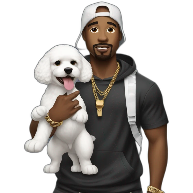 rapper man flexing with a bichon emoji