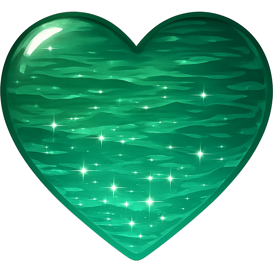 heart with a sparkling emerald lake, clean digital illustration, no background emoji