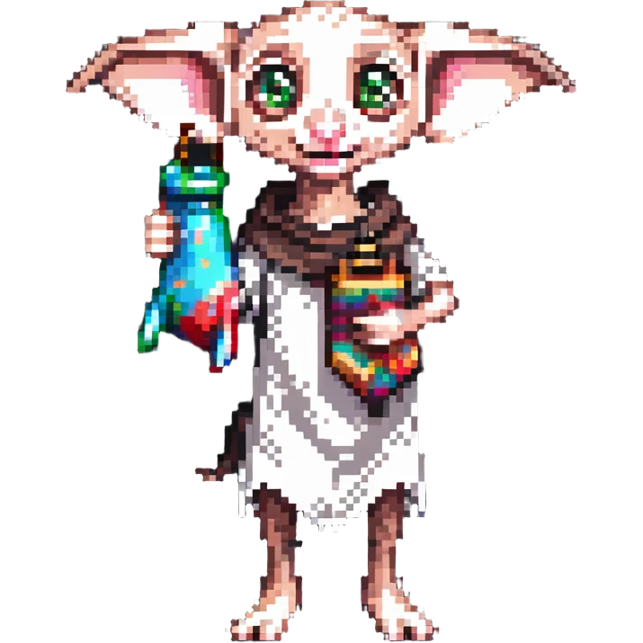 excited Dobby the house elf holding a sock emoji
