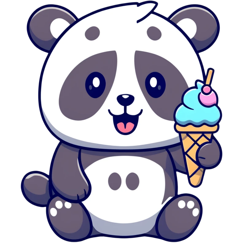 Panda eating ice cream emoji