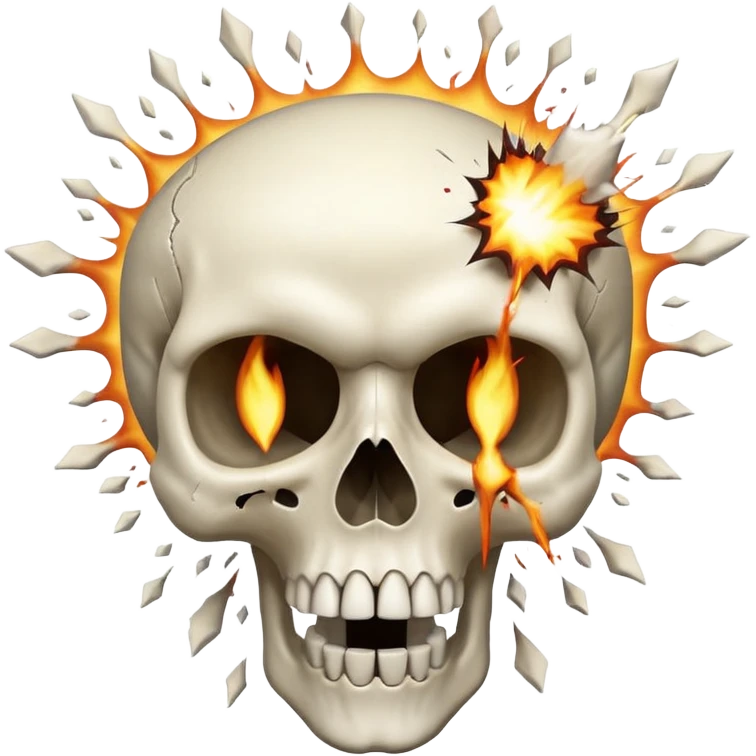 skull looking up with  exagerated open mouth meanwhile the head explote  emoji