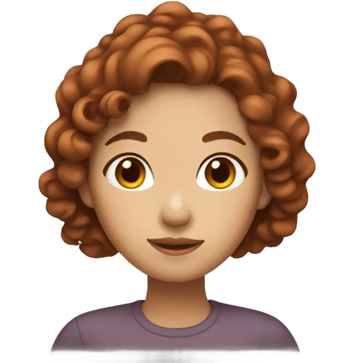 reddish brown wavy curled hair asian girl emoji