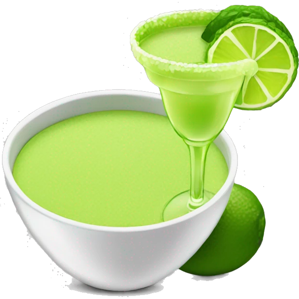 Margarita drink with a side of gucamole in a bowl  emoji