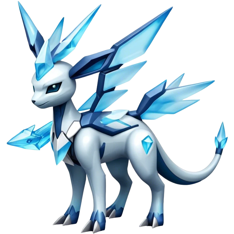 Futuristic Kyurem-Glaceon-dialga-hybrid, full body emoji