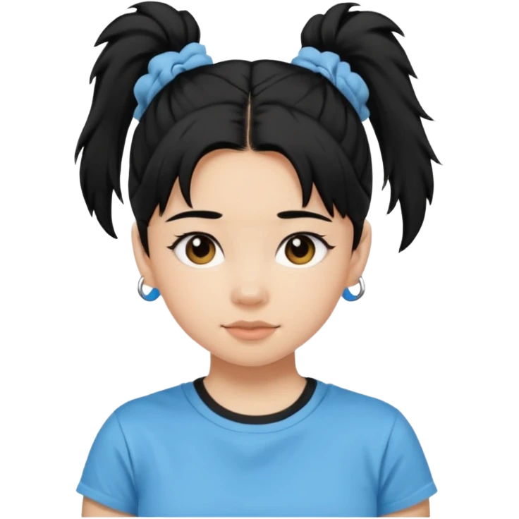 Teen girl with scrunchie ponytail black hair emoji