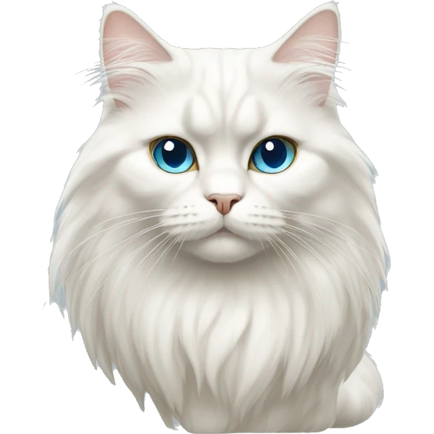 Persian white cat with long coat and blue eyes emoji