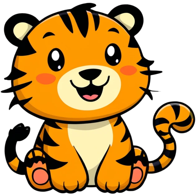 Cartoon tiger with big smile emoji