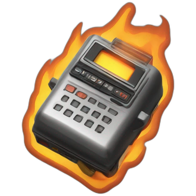 retro beeper on fire emoji