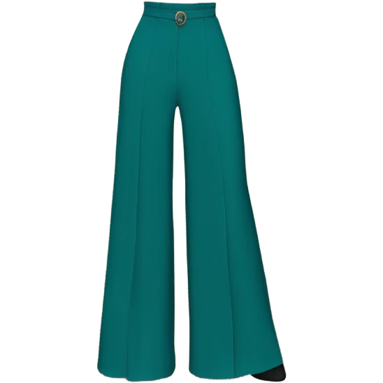Realistic isolated pair of deep dark turquoise high waist wide leg dressy casual dress pants
 emoji