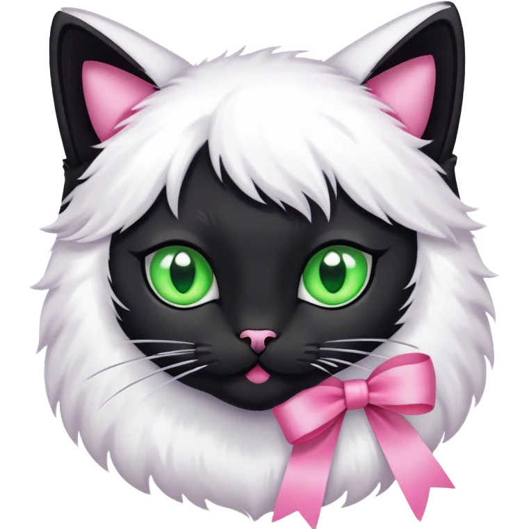 black cat with pink ribbon emoji