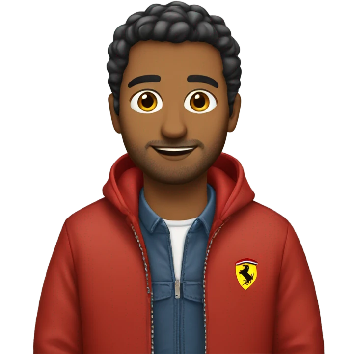 A brown Arab man with a Ferrari jacket emoji