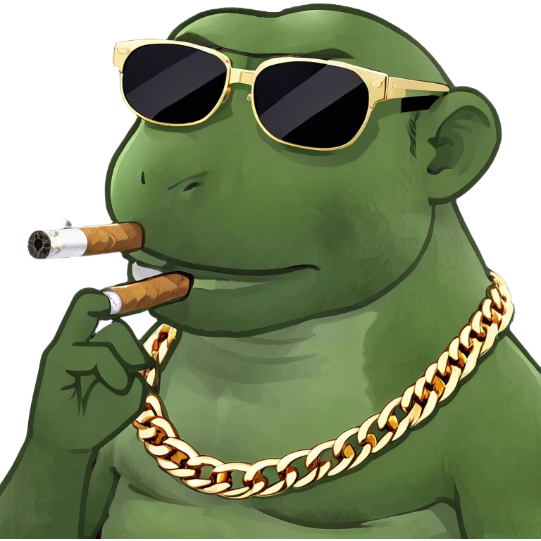 Boss monkey smoking with a gold chain and glasses on emoji