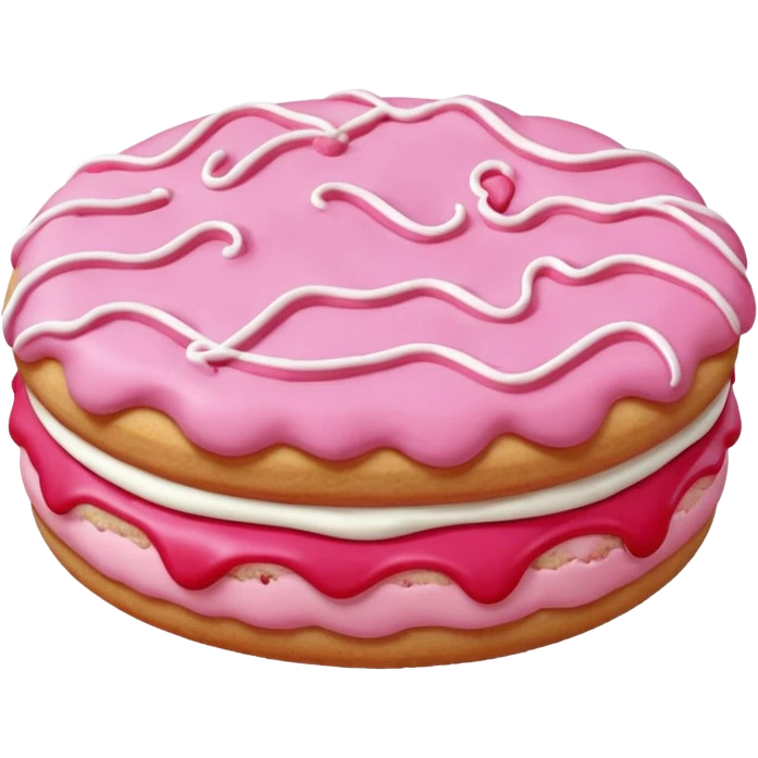 A pink Crumbl cookie with red cream inside emoji