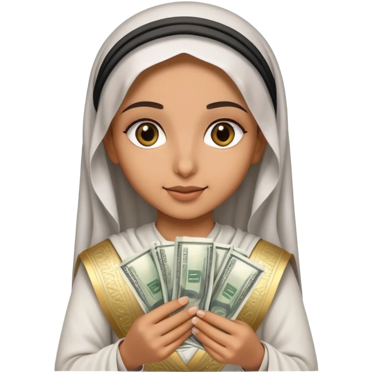 Arab girl with money emoji