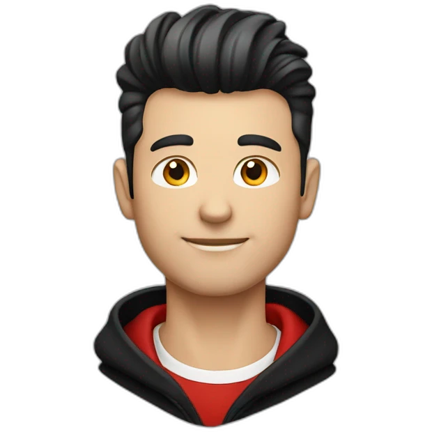 Man, quiff, red and black sweatshirt  emoji