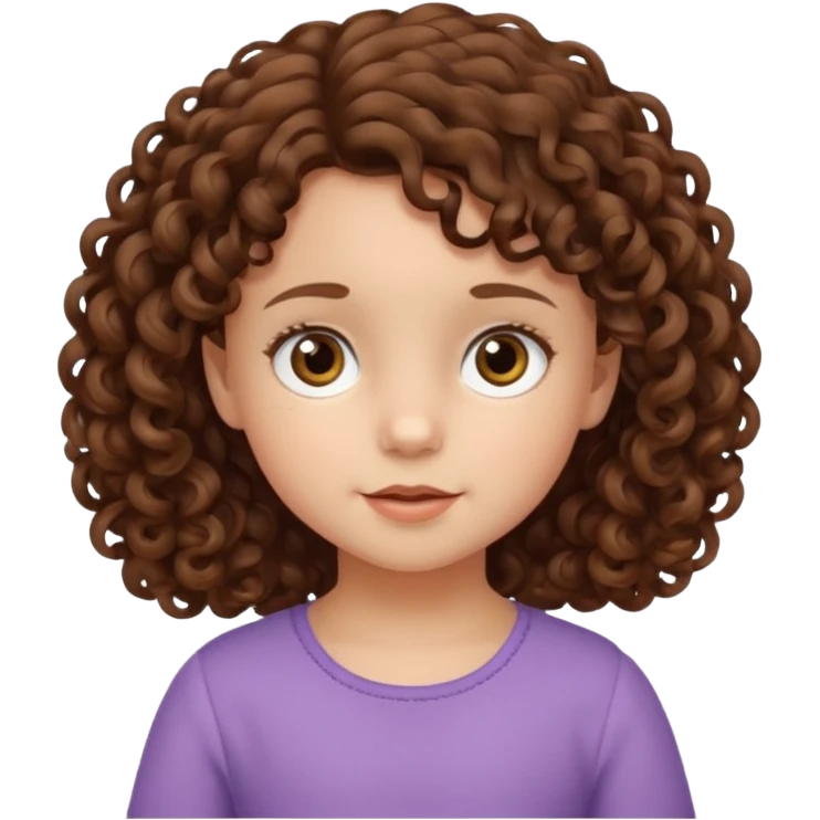 3yr old girl little curly brown hair brown eyes emoji