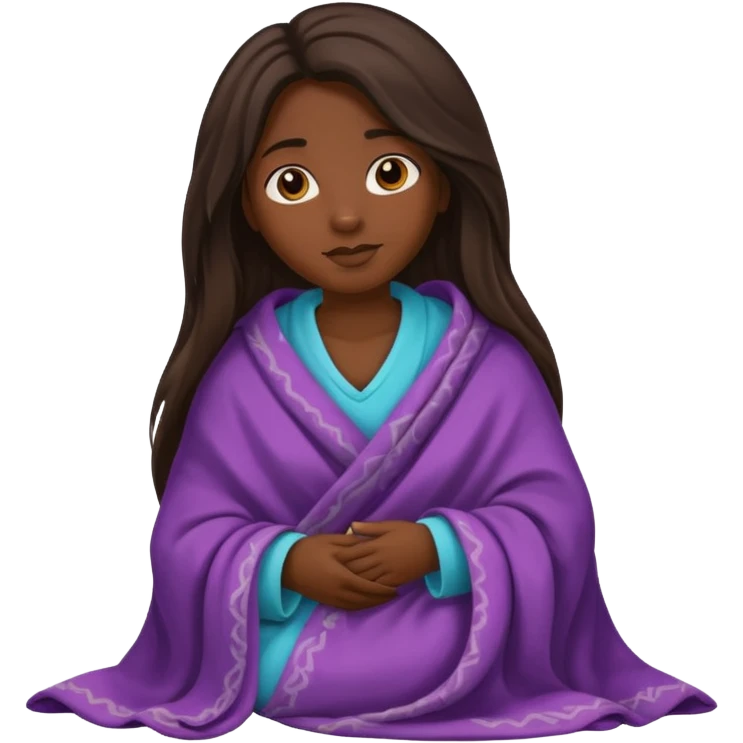 dark skin long haired woman with tucked blanket emoji