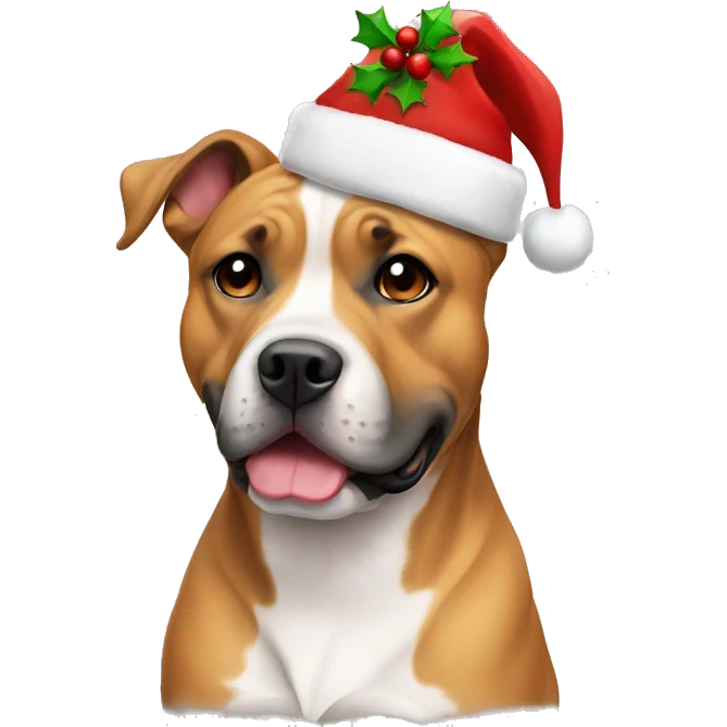 Amstaff With Christmas hat  emoji