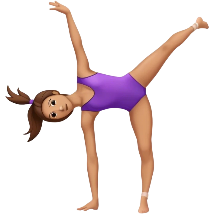 White girl with brownhair, gymnast doing a cartwheel emoji