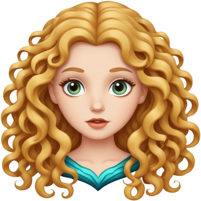 white girl with siren eyes and long curly hair  emoji
