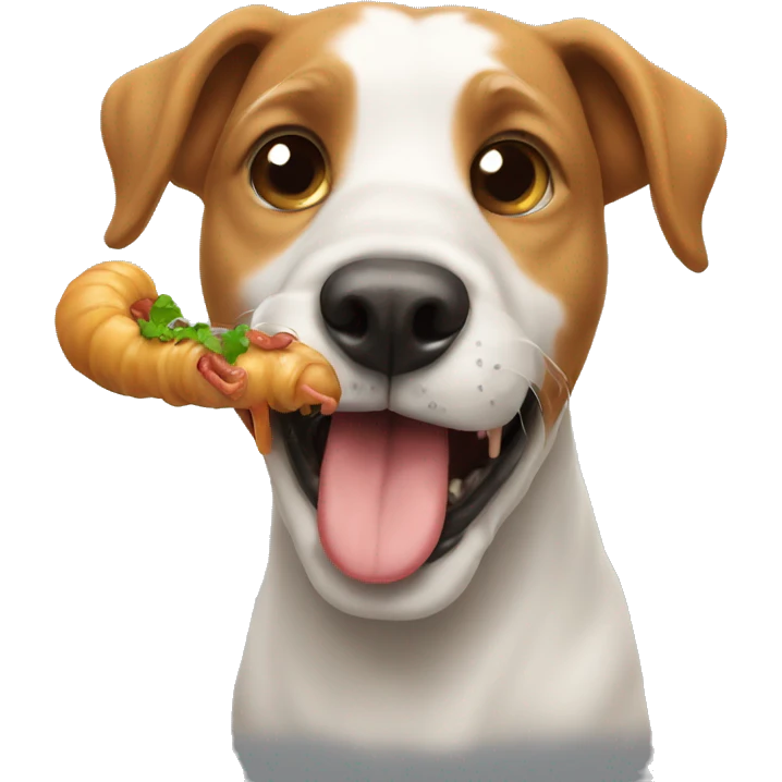 dog eating worm emoji