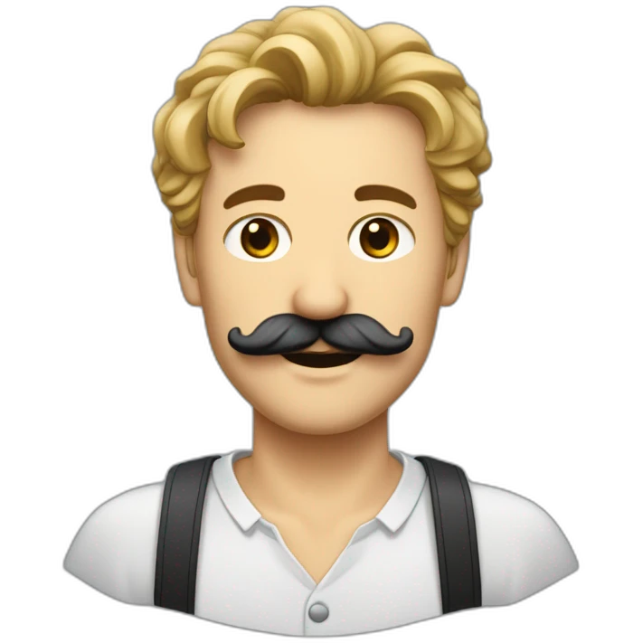 Homme allemand avec les cheveux plaqués et une moustache carré emoji