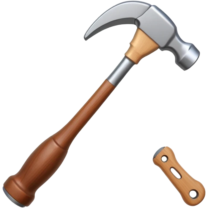 Generate a highly detailed, realistic 3D icon of a standard claw hammer in the minimalist Apple app icon style, like those seen in iOS or macOS apps—clean, elegant, with subtle depth, smooth curves, and professional rendering emoji