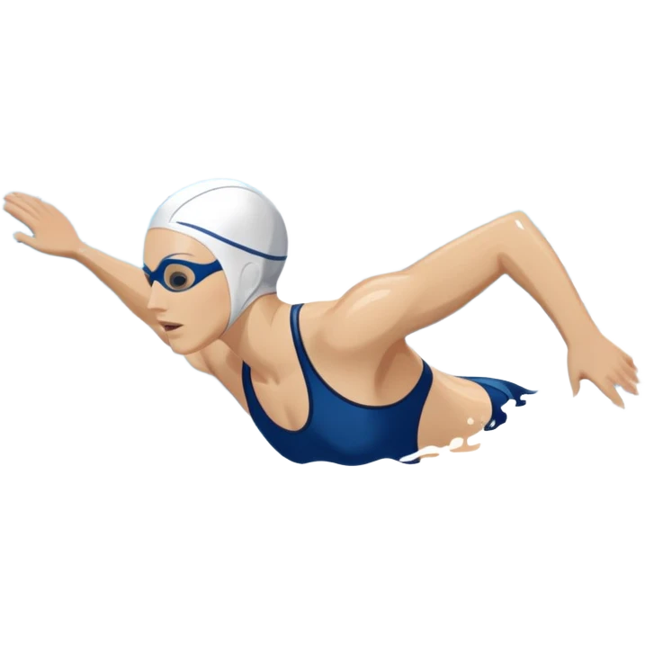 An icon featuring a swimmer in mid-stroke, cutting through the water with a strong, fluid motion. The design includes ripples around the swimmer’s body and a pool lane line in the background, symbolizing speed and technique in swimming. Transparent background highlights the grace emoji