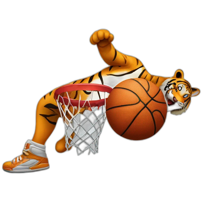 Tiger dunking a basketball  emoji