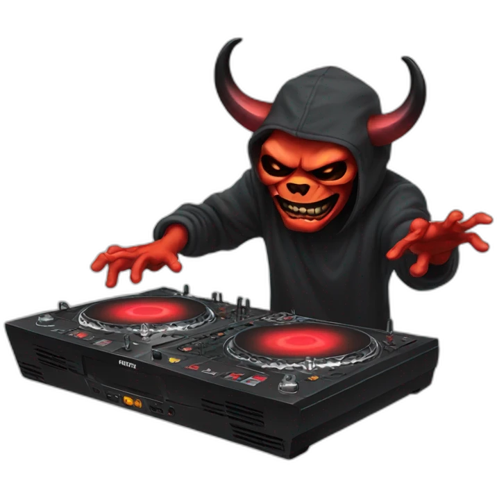 Demon Djing on double turn tables  emoji