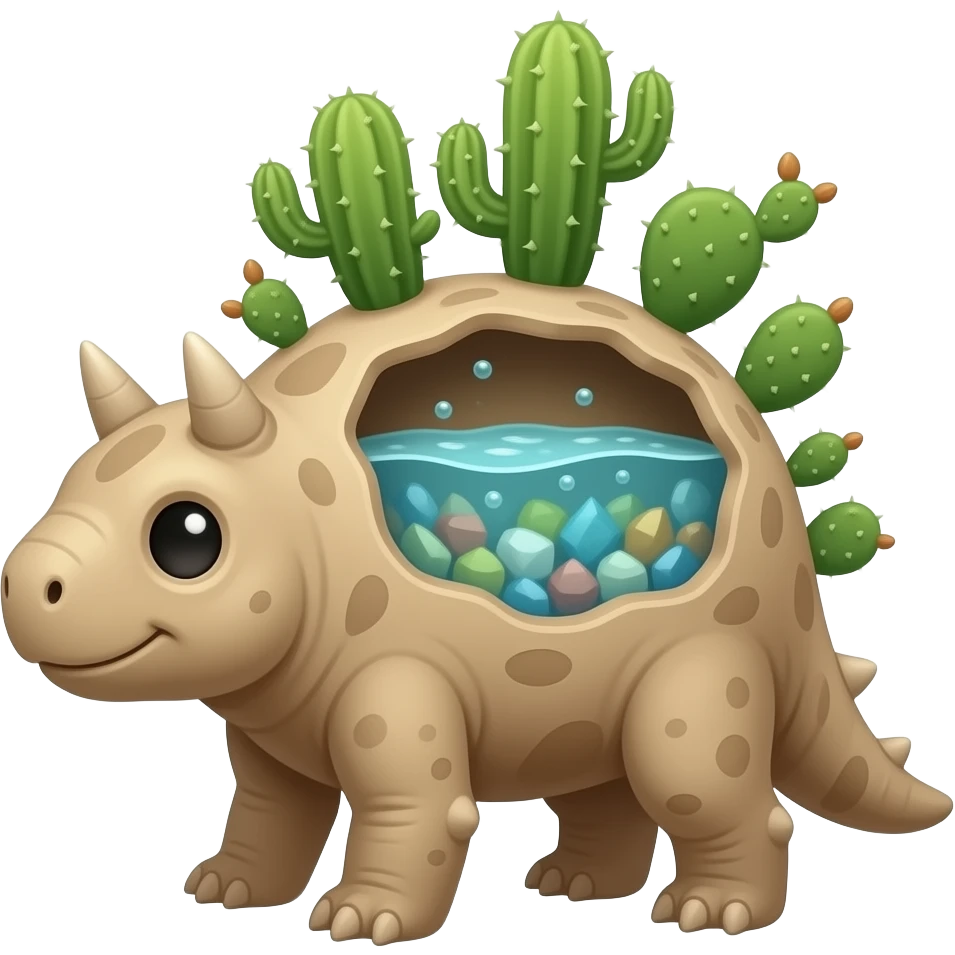 Cactstone A desert-dwelling creature with a sandstone body and cactus spines growing from its back. It stores both water and minerals deep inside. emoji