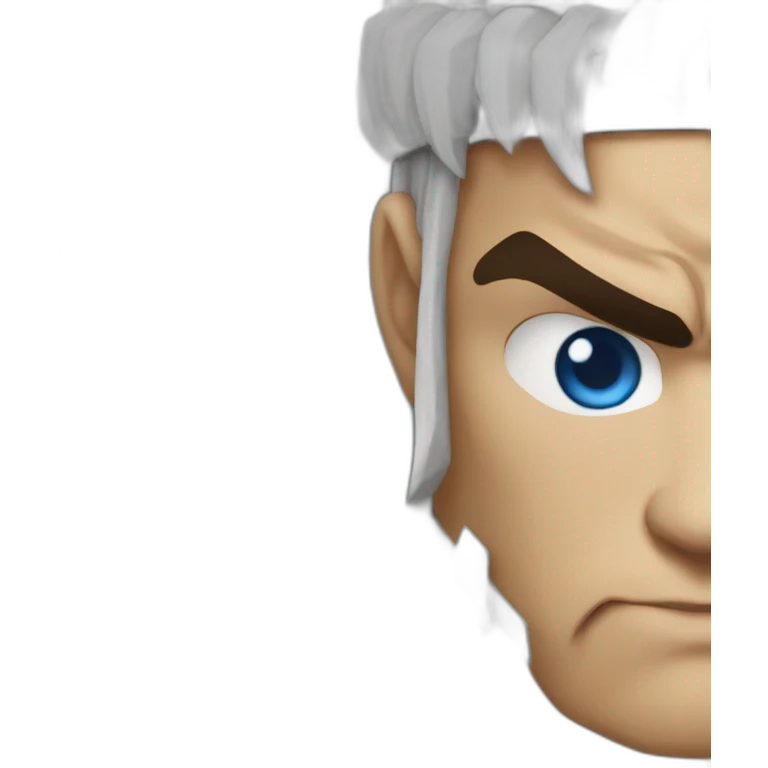 Street fighter Ryu with blue eyes and beard emoji