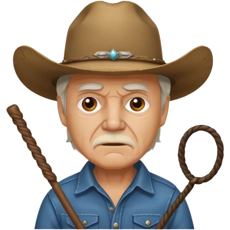 Give this emoji 🤠 a whip make it an old white guy with a whip make him mad  emoji