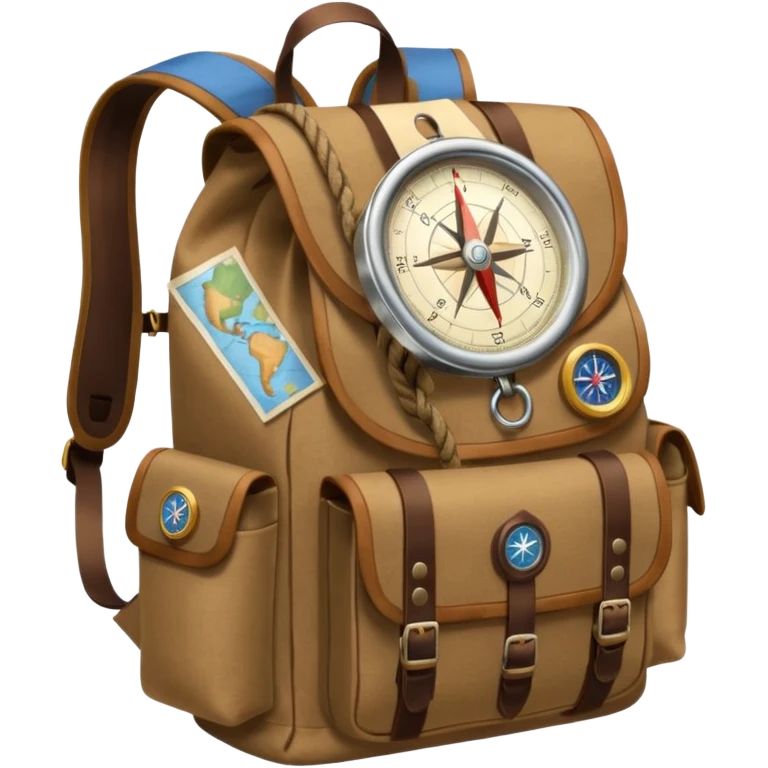 backpack with many exploring items emoji