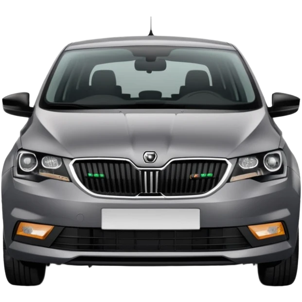 Dark grey Skoda Rapid 2018 spaceback from the front emoji