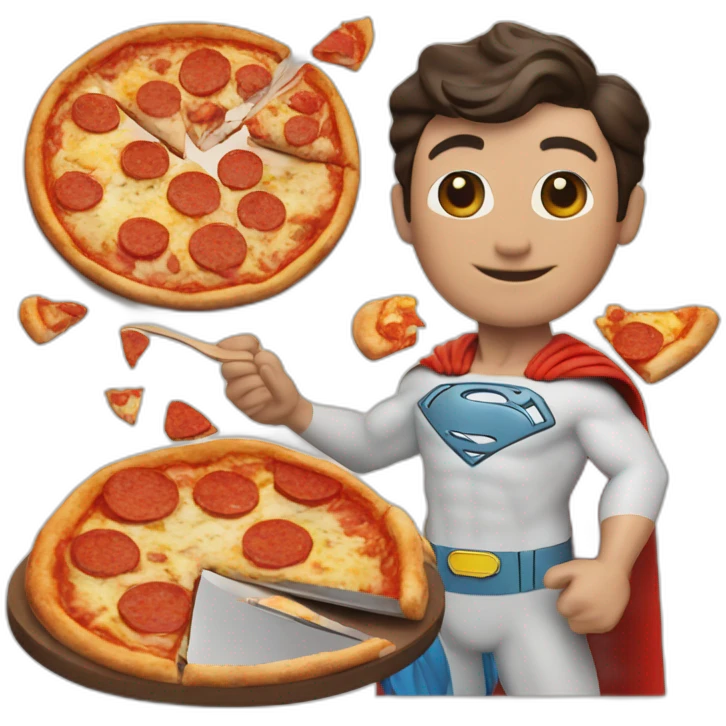Superman cooking pizza emoji