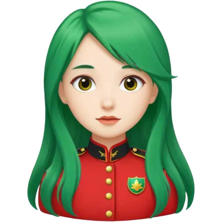 green haired scout girl with red uniform and long hair emoji